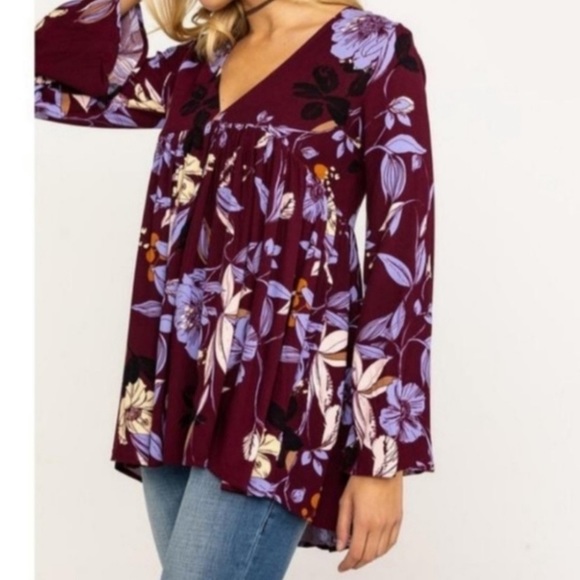 FREE PEOPLE Bella Floral Print Tunic Size Medium - Picture 2 of 9